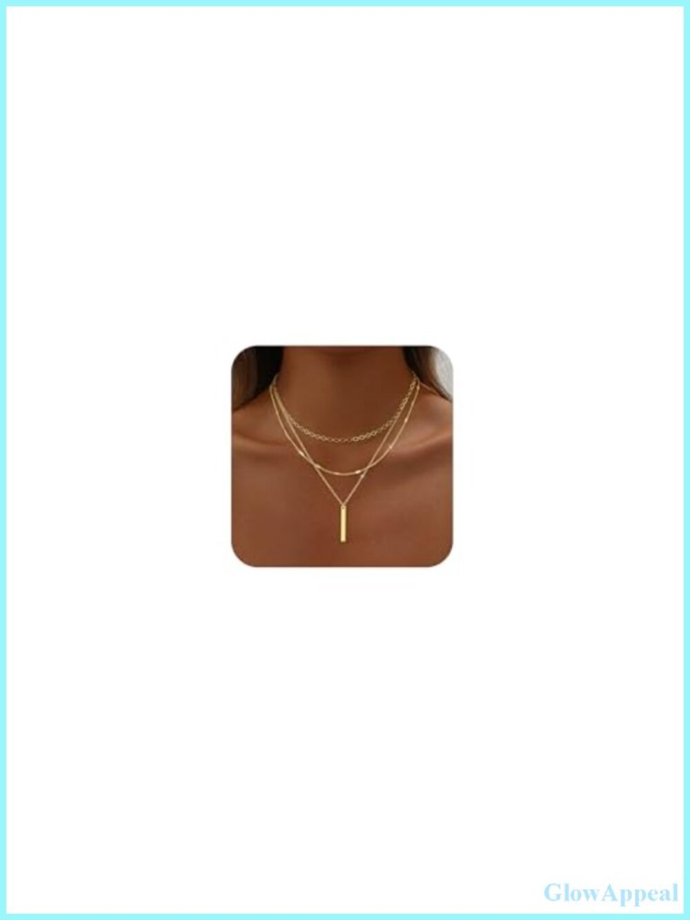 14K Gold Plated Layered Necklace Set Long Bar Pendant Minimalist Women